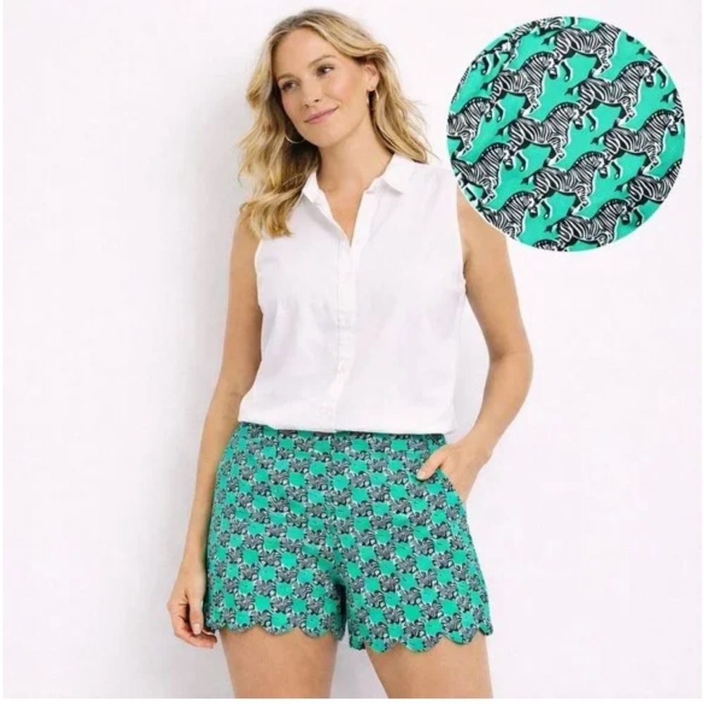 Crown & Ivy Teal Zebra Print High Shorts - Size 2 - Picture 1 of 13